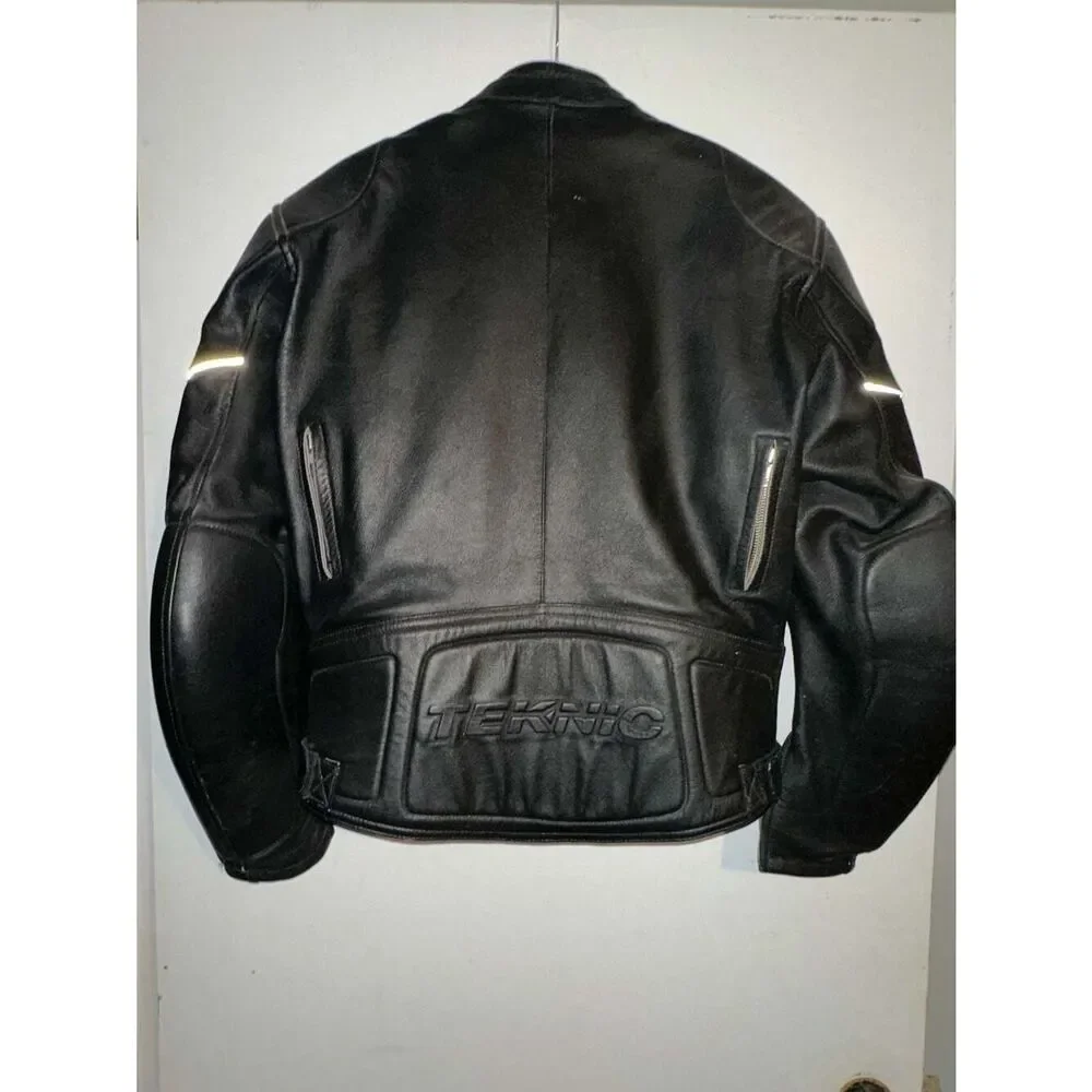 Teknic Leather Armored Motorcycle Jacket Removable Liner Size 40/50 Medium
